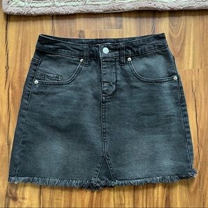 Washed black denim jean skirt with raw hem - wild fable 2